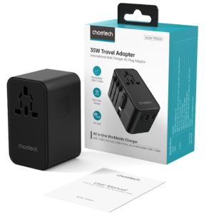 Củ sạc du lịch đa năng tích hợp thêm dây cáp sạc Type C Choetech PD5020 (35W)/ PD5021 (45W)/ PD5022 (70W)