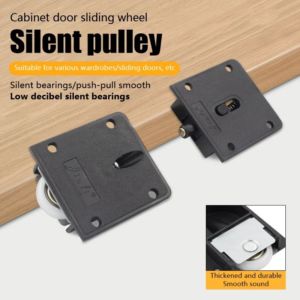 Furniture Sliding Roller Wheel black for Closet Cabinet Closet Wardrobe Roda Pintu Almari Baju