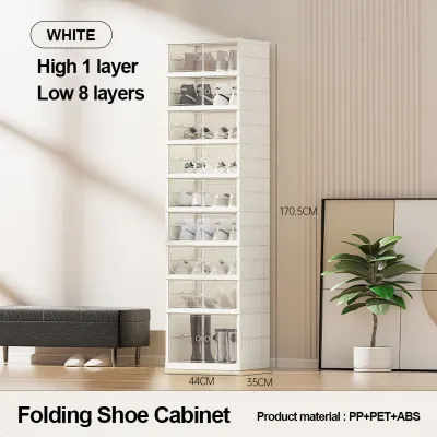 LifeStow Double Door Shoe Rack Organizer Foldable Stackable Shoe Box Organizer Plastic Organizer Storage Case Set Shoe Rack