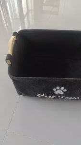 Kirilgu FeltStorage Basket Large Capacity Versatile Durable Organizer Durable Letter Pattern Cleaning Supplies Basket For Cat Dog 6B2Z9