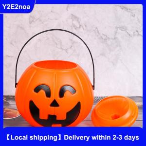 【Local shipping】 Halloween Party Props Plastic Pumpkin Bucket Decorate Halloween Decoration