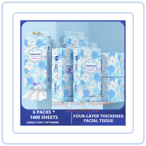【COZYCASA】【6 Packs/Box】ManHua Camellia Hanging Tissue 4-Ply 1400 Sheets | Large Pack Tissue