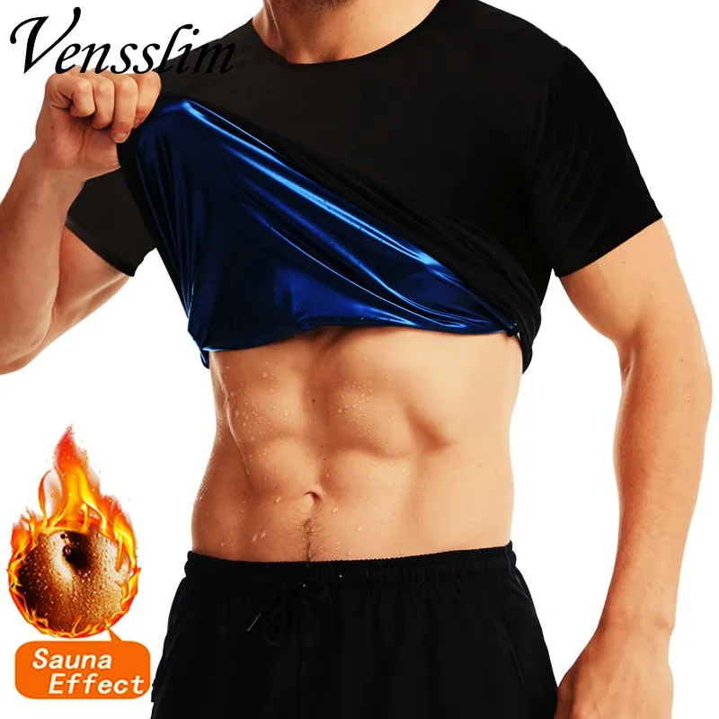 Sauna Shirt for Men Short Sleeve Sweat Suit Weight Loss Body Shaper Gym  Exercise Compression Waist Trainer Workout Corset