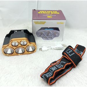 Senter Kepala 5 LED Mini 4 Mode XY502 High power Headlamp Rechargeable usb Cahaya Putih