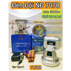 Đèn đội đầu NĐ 7078 tích hợp đèn led hiển thị % pin chống nước chiếu xa công suất 3000w