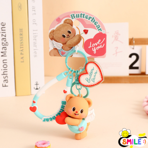 Smile😊พร้อมส่ง💯 พวงกุญแจน้องเนย หมีเนย Butterbear พวงกุญแจน่ารัก น้องหมี บัตเตอร์แบร์ ของแท้ น้องหมีเนย