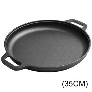 Cast Iron Skillet Pan Non-Stick Versatile Cooking Pot for Pancakes Pizzas and Meats in Classic Black 26cm
