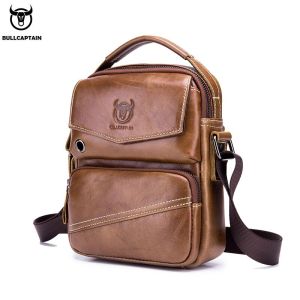 BULLCAPTAIN Leather Bag Casual Business Shoulder Messenger Bag Vintage Mens Crossbody Bag