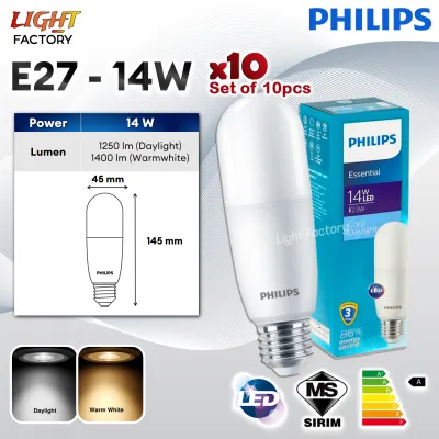 [SET of 10pcs] Philips Essential E27 6.5W / 9W / 11W / 14W Philips My Care PLC 7.5W / 9W LED Stick Bulb G24 PHILIPS Bulb