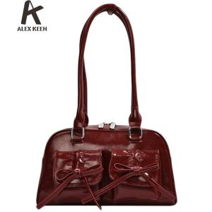 Women Casual Crossbody Bag with Bow PU Leather Hobo Bag for Daily Commuting and Shopping Trips