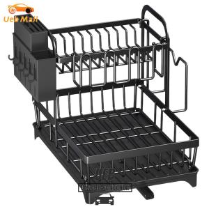 [UEB Mall] 42×30CM Thickened Carbon Steel Dish Drainer Kitchen Organizer with Drainboard