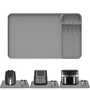 แผ่นรองเคาน์เตอร์ซิลิโคนกันลื่นพร้อมอุปกรณ์จัดระเบียบทนความร้อนได้กันหกแผ่นทอดอุปกรณ์ครัวอากาศ