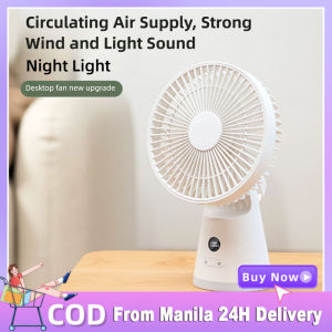 Rechargeable Desk Fan Electric Fan Portable Table Desktop Fan Cooling Table Fans USB Charging Office Home Bedroom Night Light Fan