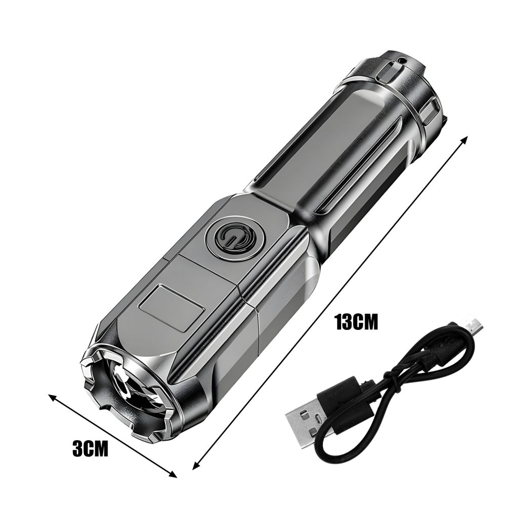 Polocat Power Led Usb Rechargeable Torch Portable Zoom And Telescopic Uv Flashlight 3 Modes Use High Strength ABS_voghion.com