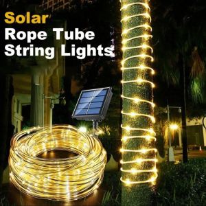 100/200/300 LED Solar String Light Outdoor Waterproof lampu Raya Garden  Decorative Rope Tube Lights for House Christmas Tree Wedding Garland Fairy Lamp