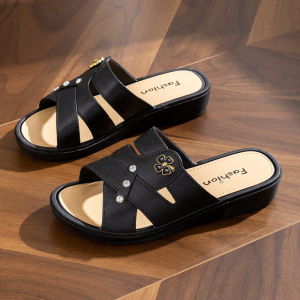 Free Shipping Mom-Style WomenS Sandals For Outdoor Wear Summer Wedge Heels Fashionable Non-Slip Comfortable Thick-Soled Shoes For Home Use Thick-Soled Sandals That Stay Comfortable Even When Wet