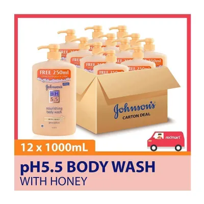 Johnsons Ph 5.5 Nourishing Body Wash With Honey 1L (Bundle of 12)