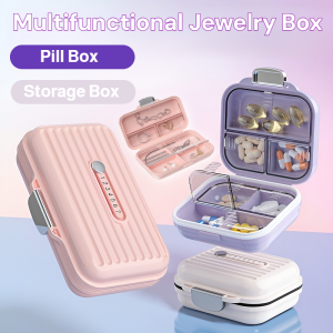 Multifunctional Portable Jewelry Box Earrings Jewelry Ring Necklace Storage Box Double Layer Medicine Box
