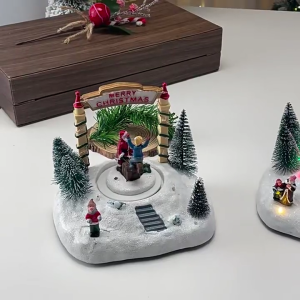 Multifunctional Music Box Battery/USB Operated Christmas Indoor Rotating Display with Premium Audios and Night Light