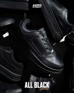 Aerostreet 37-44 Brooklyn Hitam Hitam Hitam - Sepatu Sneakers Casual Sport