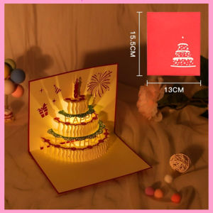 🇸🇬 3D Singing Light Birthday Greeting Card with Envelope