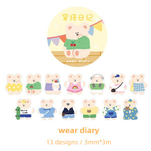Clear Bear tape stickers cartoon ledger index stickers student stickers cute decorative stickers 3M