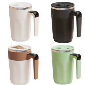 USB Rechargeable Mixing Coffee Mug Automatic Stirring Cup with Digital Temperature Display for Office and Home Use