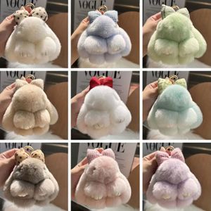 OURTOUR Hoạt hình dây chuyền nơ thỏ Đồ trang trí treo Búp bê nhồi bông dây chuyền túi Thời trang Vải nhung lông Móc khóa xe hơi Phụ kiện túi