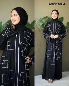 abaya daily sarah tassle gamis hitam hitz terbaru