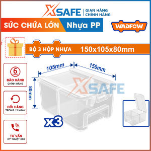 Bộ 3 Hộp nhựa trong suốt chia ngăn đựng linh kiện 150x105x80m m Bộ 3 hộp nhựa trong suốt Kích thước 150x105x80mm Wadfow WTB8333