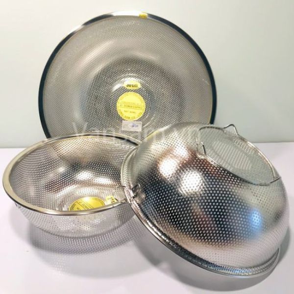 rổ-rổ inox 304 không gỉ sét rổ thiết kế có 2 quai cầm và đế kê 3 chân ...