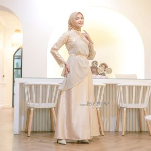 Rizkiya Set Gamis Free Belt Bisa 10 Looks Dengan Layer Ceruti Kombinasi Elegan