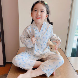 ชุดนอนเด็ก ชุดนอนเด็กชาย ชุดนอนเด็กหญิง ผ้าฮาวายคอวีแขนสั้นขายาว มีกระดุมหน้า ใส่นอนใส่เที่ยวชุดเดียวได้ ไซส์ 100-150