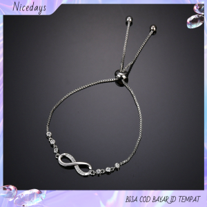 Nicedays🍒Tali Serut Gelang Titanium Emas Gelang Wanita Berbentuk 8 yang Dapat Disesuaikan Aksesoris Fashion COD