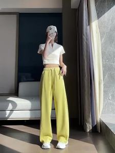 Casual Draped Simple Wide-Leg Pants for Women 2025 Autumn New High-Waisted Patchwork Straight-Leg Casual Versatile Sports Pants