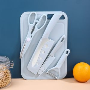 ชุดมีดและเขียง (เซ็ต5ชิ้น) สแตนเลสแท้ ทนทาน ไม่เป็นสนิม มีดเขียง มีดและเขียง ชุดมีด ชุดมีดเขียง ชุดเขียง เขียงพลาสติก