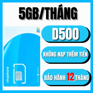 (SALE 50%) SIM 4G 5G Vinaphone 1 Năm Gói D500 Tặng 60GB DATA TỐC ĐỘ CAO Dử Dụng 12 Tháng ( 5GB/tháng ) Không Cần Nạp Tiền | FREESHIP - CHƯA KÍCH HOẠT