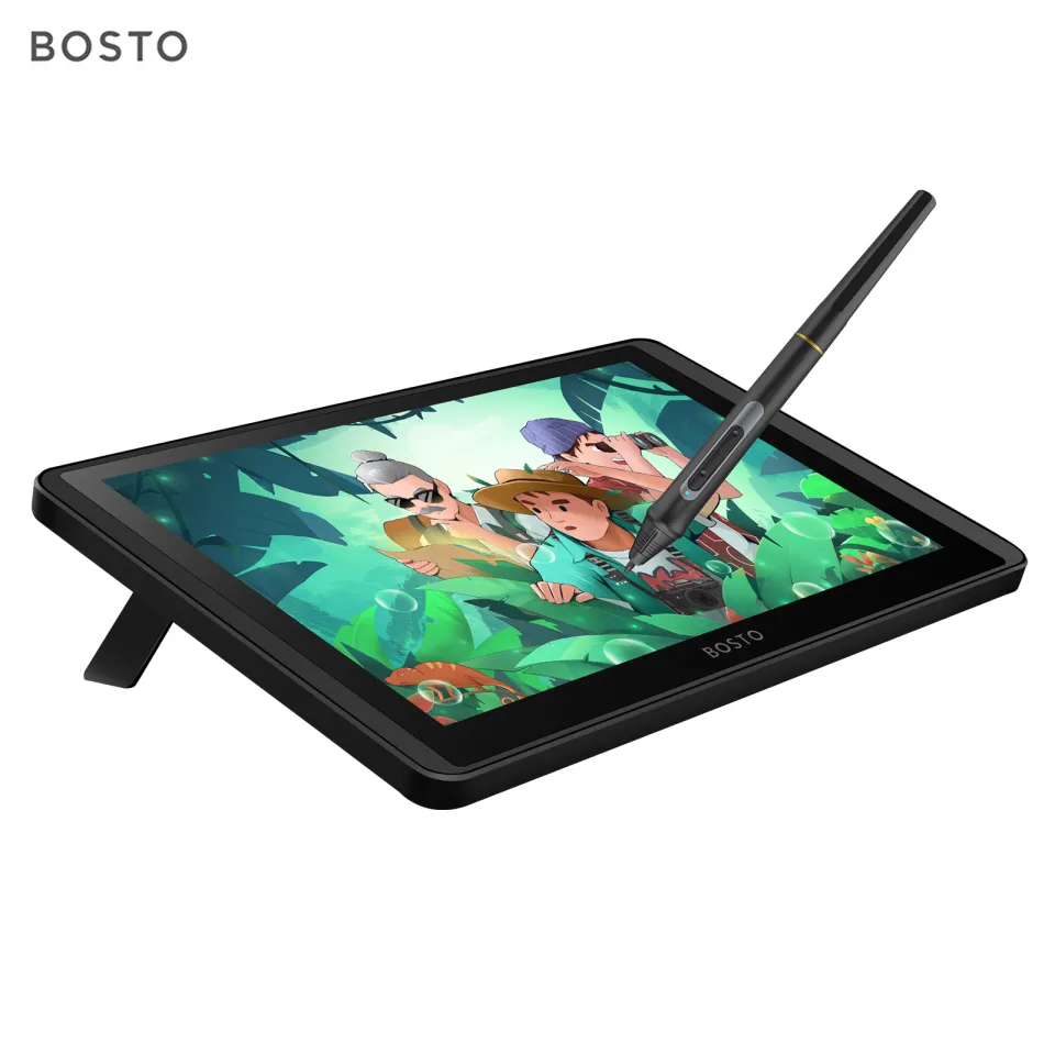 Bisofice BOSTO 12HD-A H-IPS LCD Graphics Drawing Tablet Monitor Inch  Size 1366x768 Display 8192 Pressure Level Passive Technology with Tilt