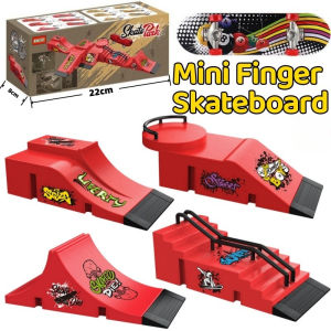 DIY Finger Skateboard Toy Set Fingerboard Ramp Set Mini Slope Venue Model for Boys Kids Gift