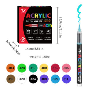 JIANTAI 12/24/36 Colors Acrylic Paint Markers Brush Tip Water Based Acrylic Markers with Automatic Ink Control System Waterproof Acrylic Paint Pens for Rock Painting Wood Fabric Egg Christmas Gift