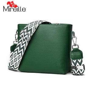 กระเป๋าสะพายพาดลำตัวหนังแท้อินเทรนด์ Mireille พร้อมสายคล้องกีต้าร์กระเป๋าเงินสำหรับผู้หญิงถังโบราณลำลองกระเป๋าเงินสะพายไหล่