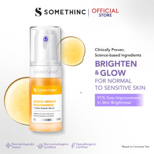 SOMETHINC Gentle Bright Niacinamide + Alpha Arbutin Serum - Pencerah Wajah Untuk Semua Jenis Kulit | Memperkuat Skin Barrier Meratakan Warna Kulit dan Memudarkan Noda Gelap & Memudarkan Pori Pori Serum untuk Kulit Sensitif
