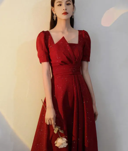 Cocoepps váy dạ tiệc đỏ quần áo mới cô dâu trở lại cửa đính hôn ăn mặc phụ nữ thường mặc váy