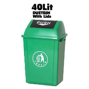 40 Liter Swing Top Dustbin Garbage Bin Flip Top Trash Can Recycle Recycling Bin Office Outdoor Tong Sampah Bertutup 垃圾桶