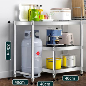 Kitchen Gas Stove Rack Heavy Duty Thicken Kitchen Organizer 304 Stainless Steel 3/4/5 Layer Storage Shelf Multi-Purpose Microwave Rack Vegetable Cutting Table Combination Storage Rack Space Save For Home Outdoor Restaurant