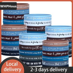 [COD] WHPHous Ship within 24 hours 36 Pcs Religious Silicone Wristbands Bulk Bible Rubber Bracelets Colorful Inspirational  Silicone Wristbands
