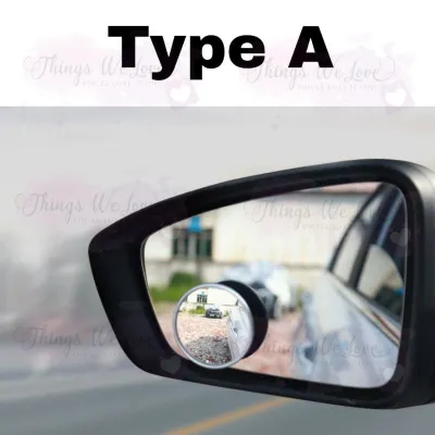 [SG] [FREE SHIP] 2 Pcs in Box Car Blind Spot Mirror (Type A) Side View Mirror Wide Angle Drive Easy Small Round 360 View