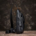 Men Casual Chest Bag Genuine Cow Leather Fashion Crossbody Black Trend Breast Messenger 7.9 Inch Ipad High Quality sling bag. 