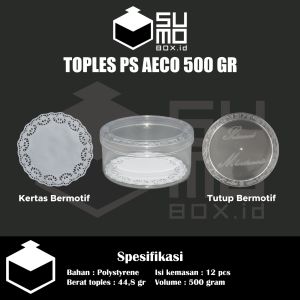 [1 DUS ISI 12 PCS] Toples Kue Kering 250gr 300gr 500gr bahan PS bening / Tempat Wadah Plastik Nastar Bulat Kotak