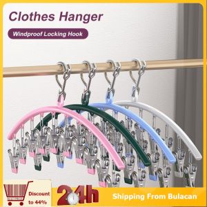 Hangers with Clips Hanging Closet Organizer with 10 Clips Stainless Steel Hanger Clothes Household
